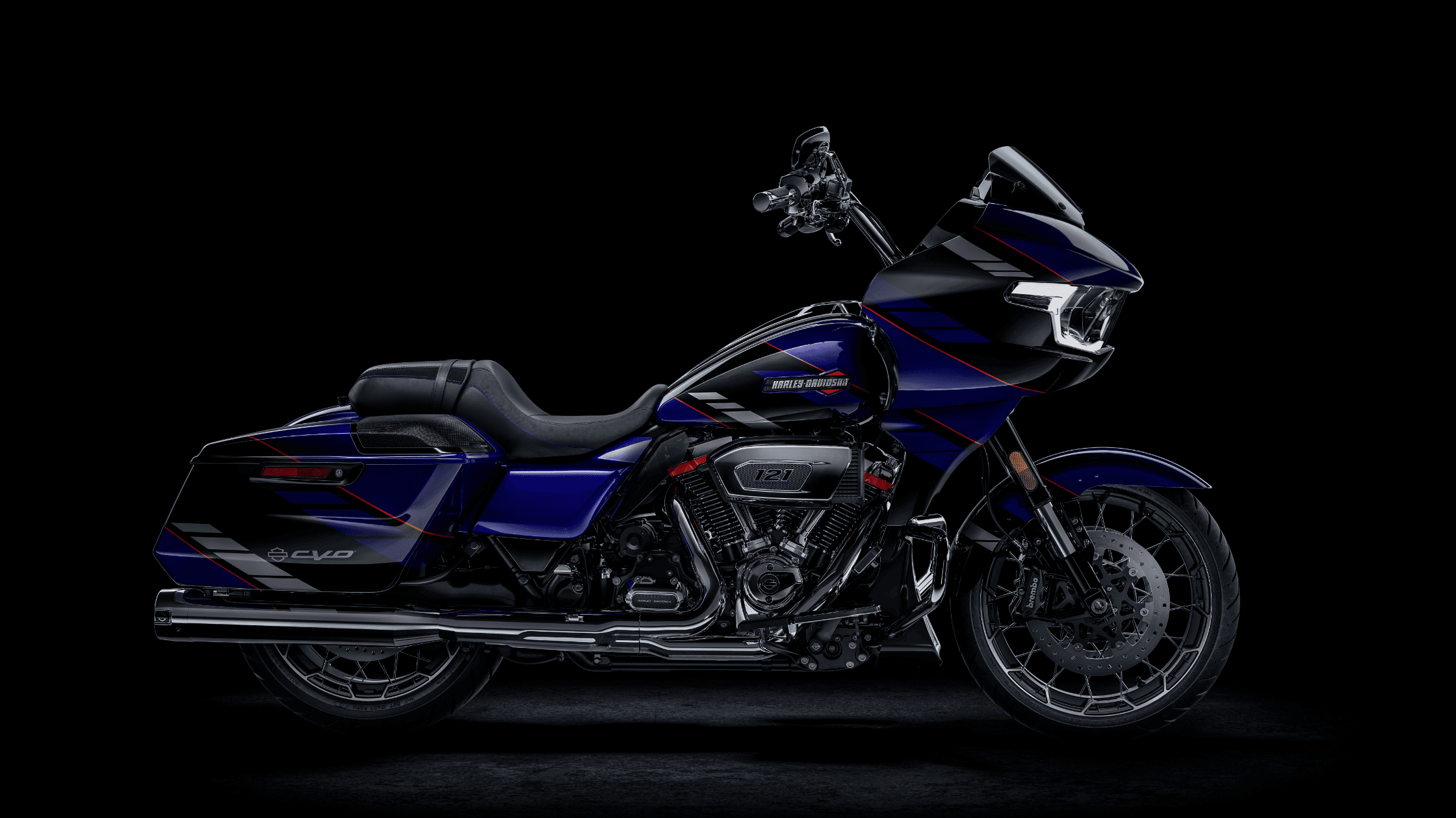 A striking 2025 Harley-Davidson® CVO™ Road Glide®  displayed in Orlando, FL, emphasizing its iconic style and elegance. available at Space Coast Harley-Davidson®