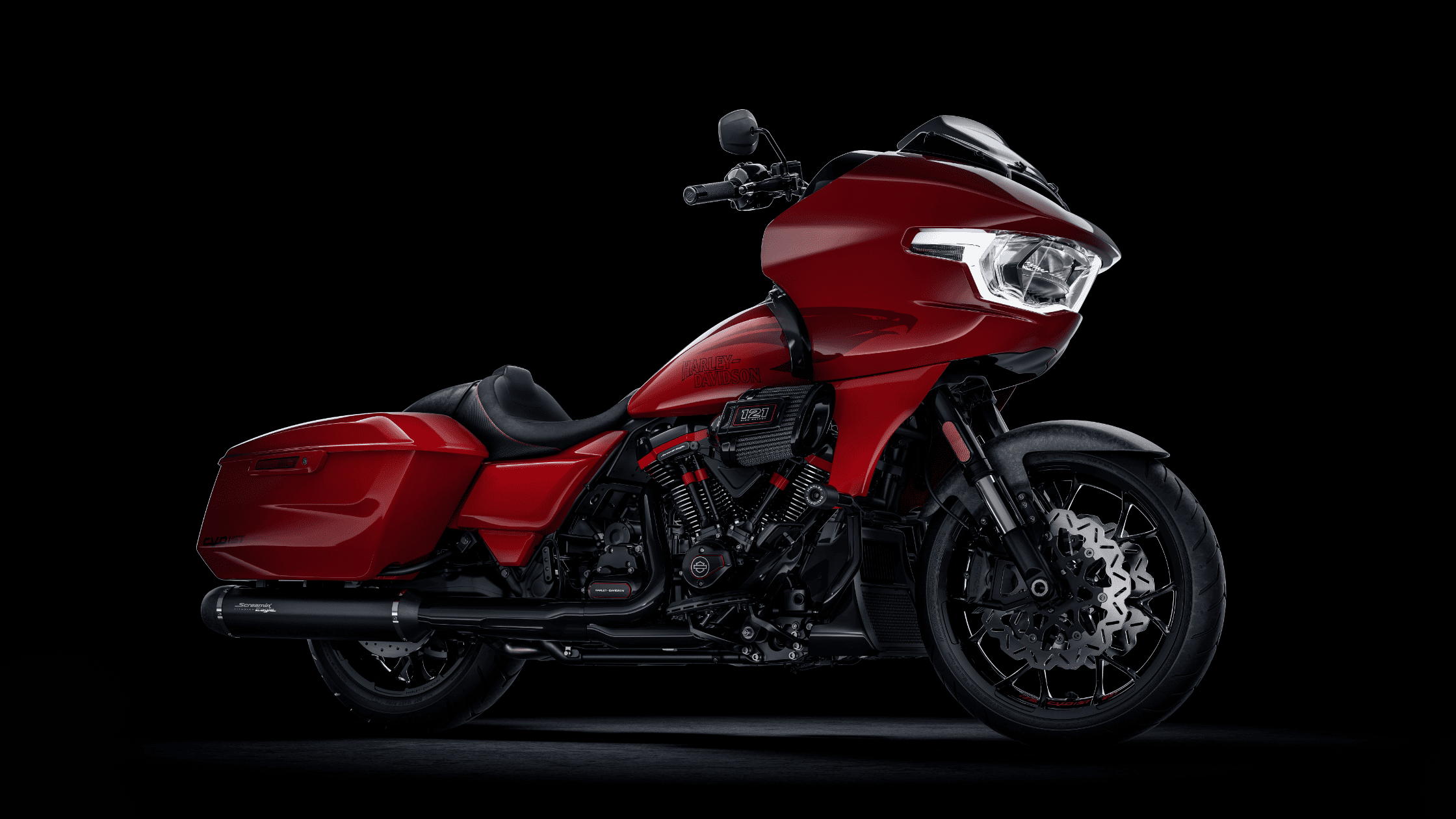 2025 Harley-Davidson® CVO™ Road Glide® ST parked in Orlando, FL, showcasing its sleek design and vibrant color. Available at Space Coast Harley-Davidson®.